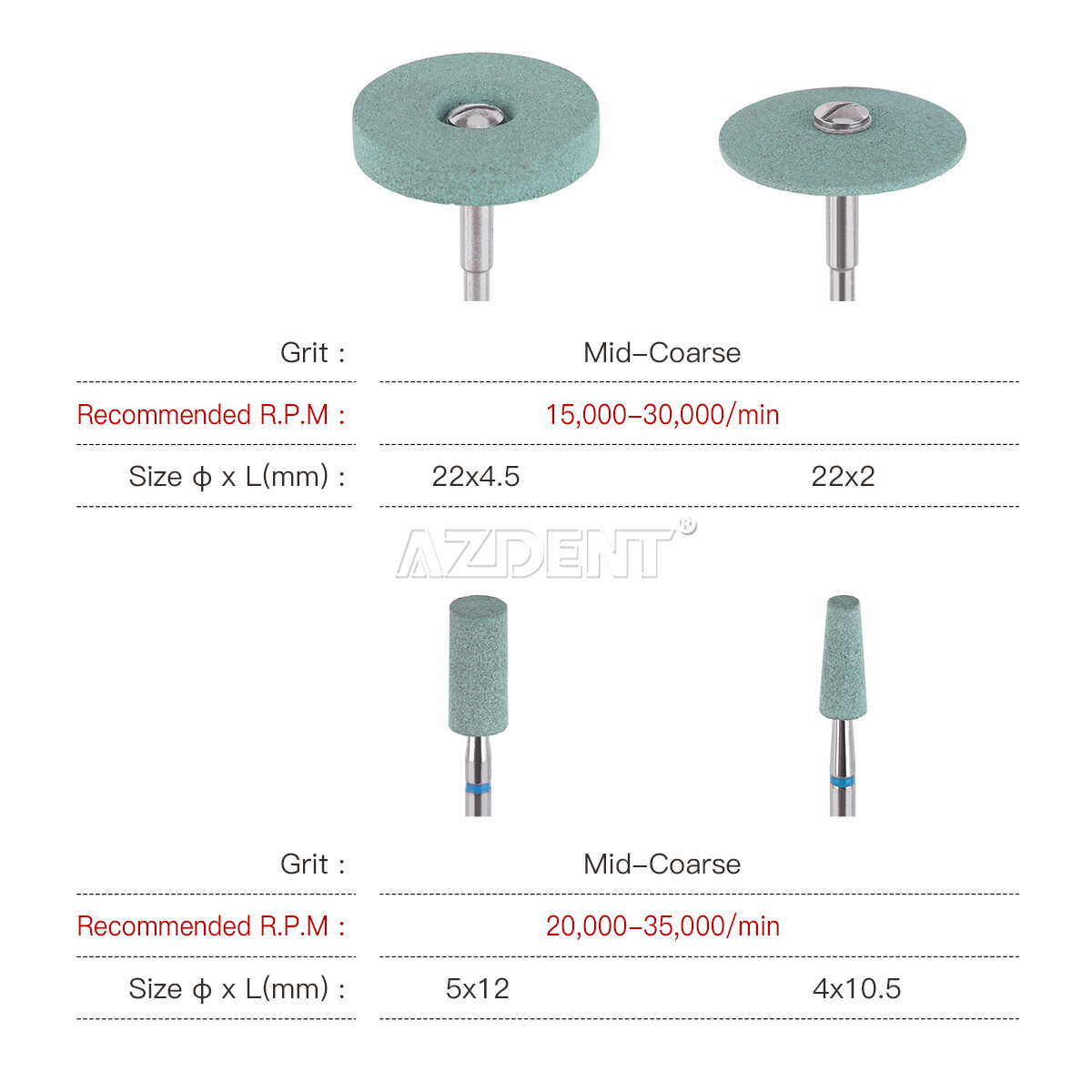 Dental Ceramic Diamond Burs HP Mid-Coarse Grit Grinder Zirconia Porcelain Polish