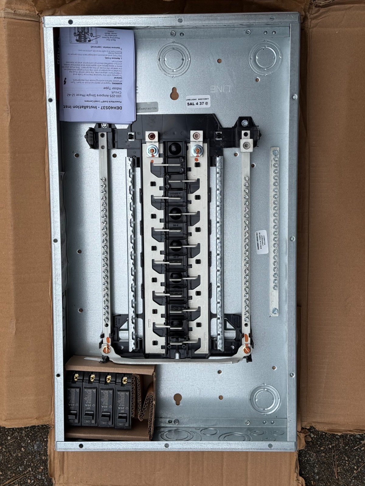 GE 125 Amp 24 Space 24 Circuit Indoor Main Lug Panel Kit TLM2412CCUG1K New