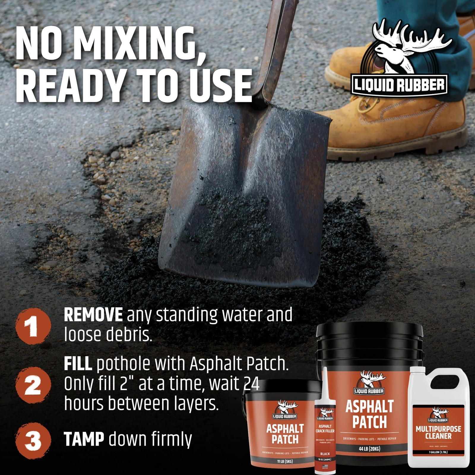 Asphalt Patch – 11lb Pail Ready-to-Use Pothole Repair for Driveways, Parking …