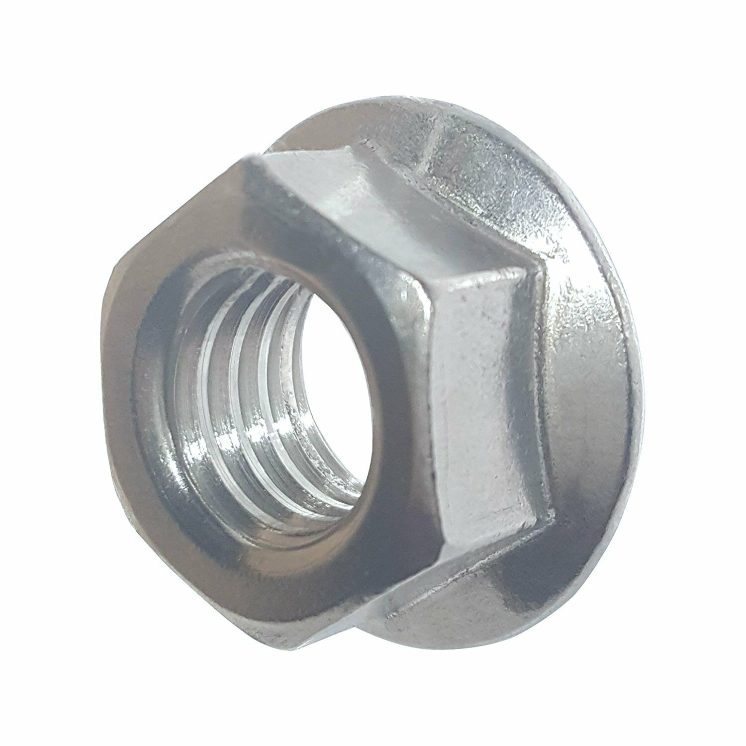 FLANGE NUTS SERRATED 1/4-20, 5/16-18, 3/8-16, ZCN3, Coarse ZINC PLATED STEEL HEX