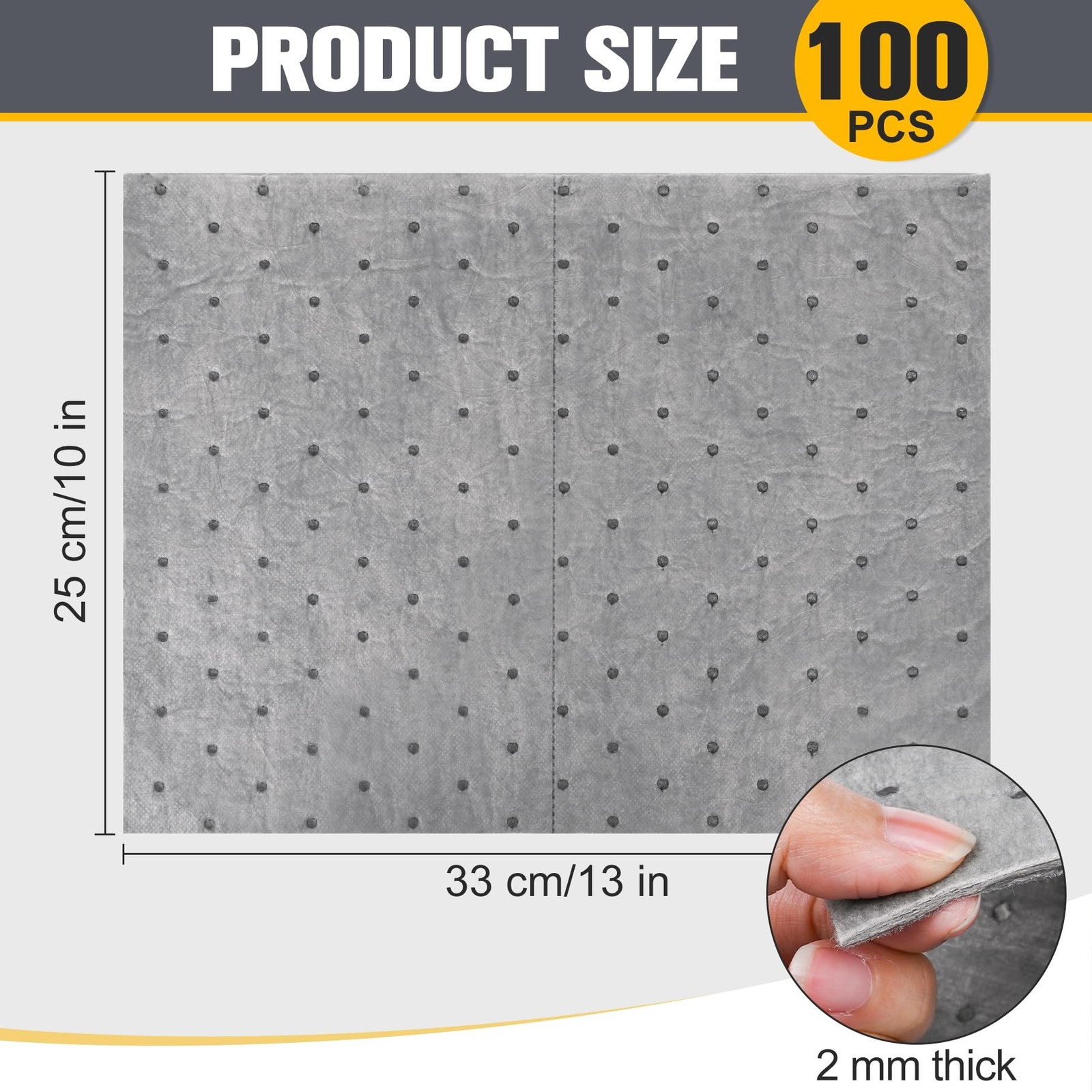 100PC Oil Absorbent Pads | 13″x10″ Meltblown Polypropylene Mats, Hand-Tear Li…