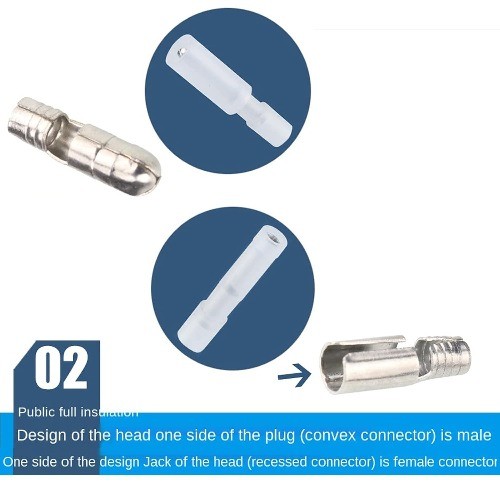 50 Pcs Bullet Connectors Quick Disconnect Terminals Nylon Insulated Female Male