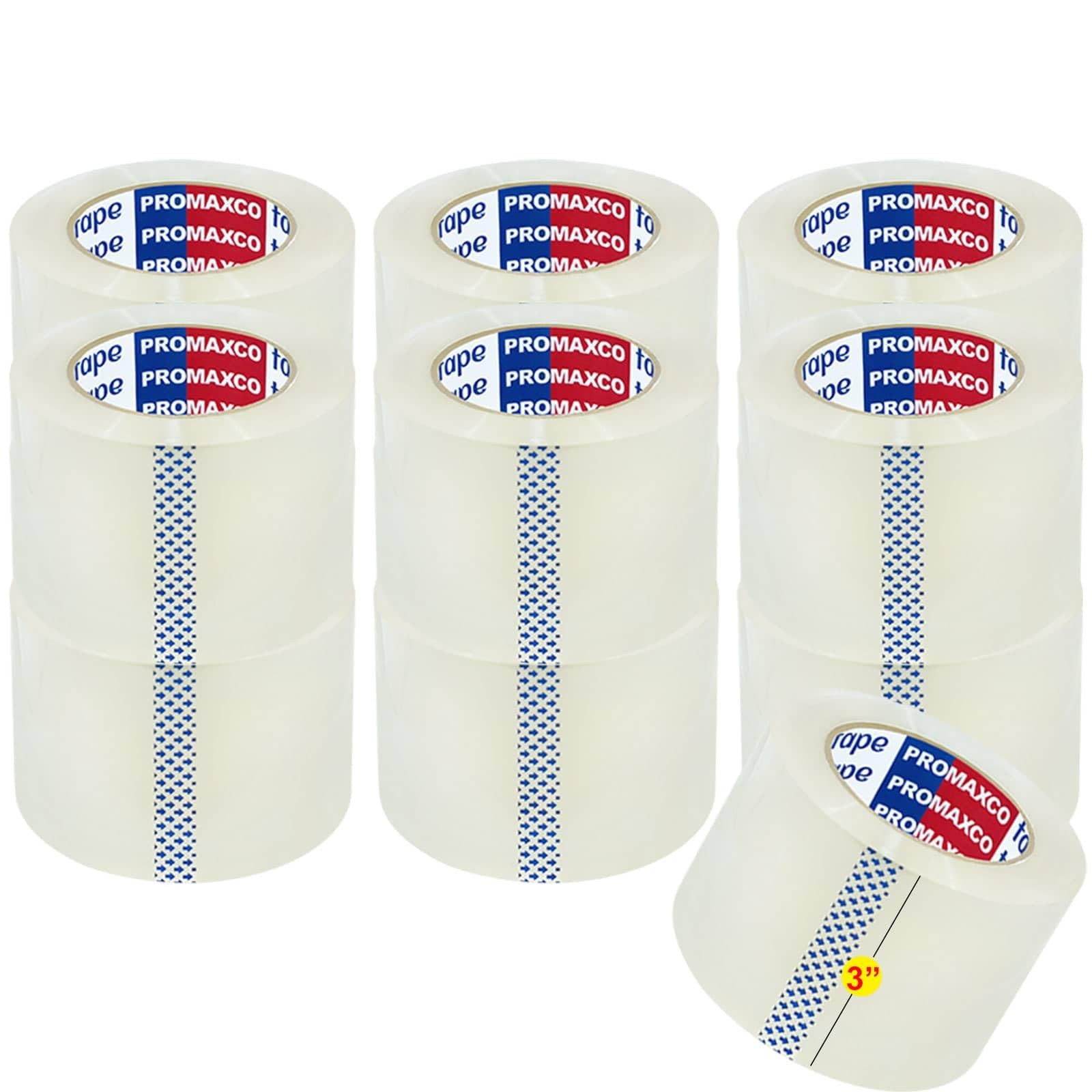 3″ Heavy Duty Packing Tape, 12 Rolls, Clear, 3″ Core, Total 660Y, Clear, 2.2 …