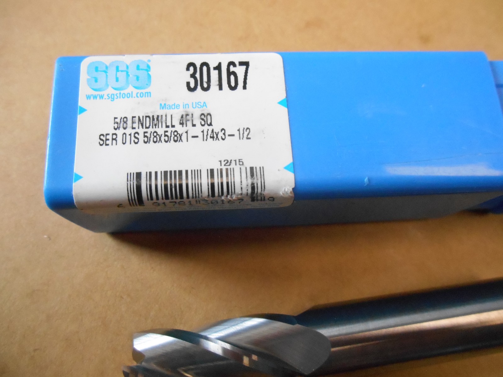 SGS 30167 5/8 x 5/8 x 1 1/4 x 3 1/2 carbide end mill