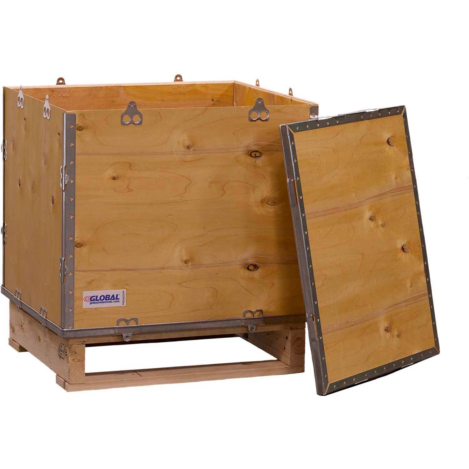Global Industrial 4 Panel Hinged Shipping Crate w/Lid Pallet 23-1/4″L x