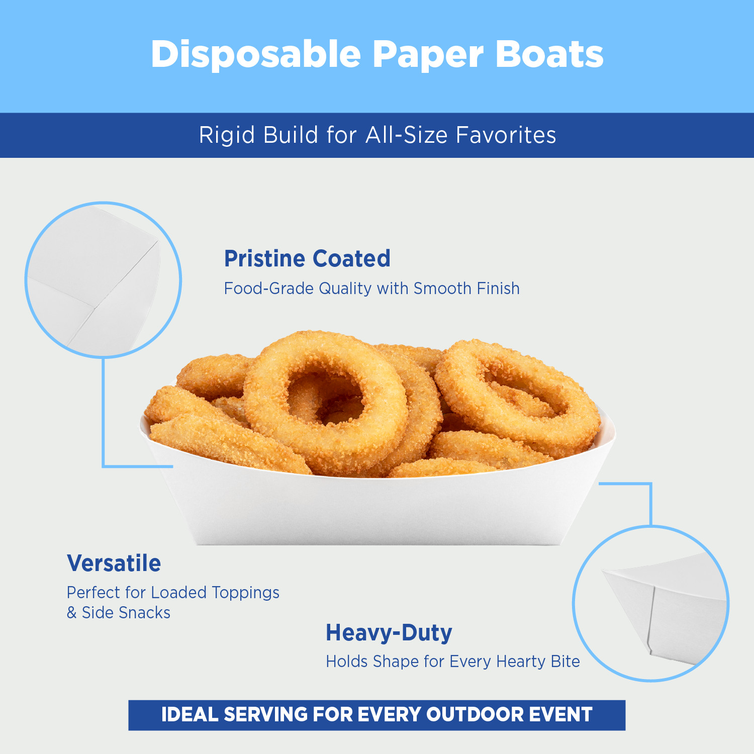Karat Food Tray (White) – 2.0 lb/Paper Food Tray/Boat Tray for Snack