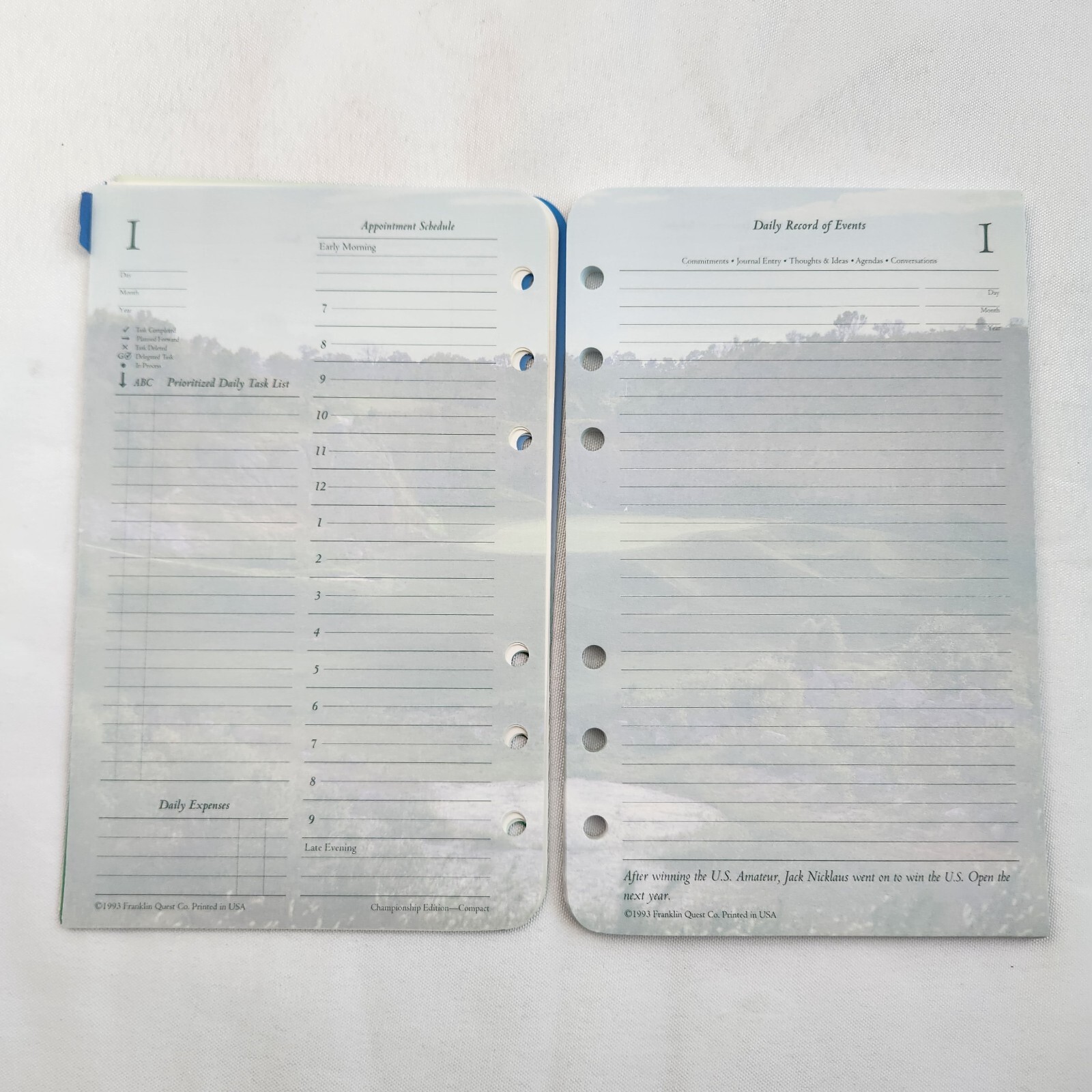 1 Undated Month Generic Calendar Franklin Covey Compact Size Pages Refill Paper