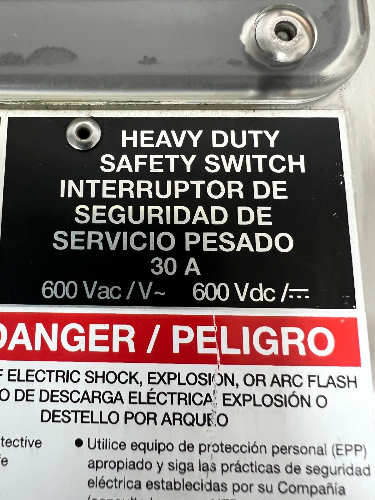 👀 SQUARE D 30A NON-FUSED STAINLESS STEEL SAFETY SWITCH 600V 3Ø 30 HP HU361DSVW