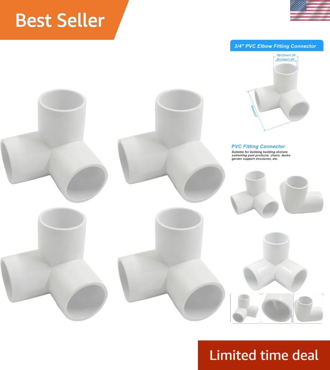 Heavy-Duty 3/4″ PVC Elbow Fittings – Ideal for Home & Garden Structures