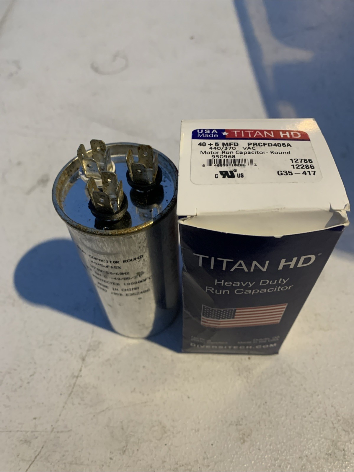 Packard PRCFD405A Titan HD 40/5 MFD 440/370V Dual Round Run Capacitor