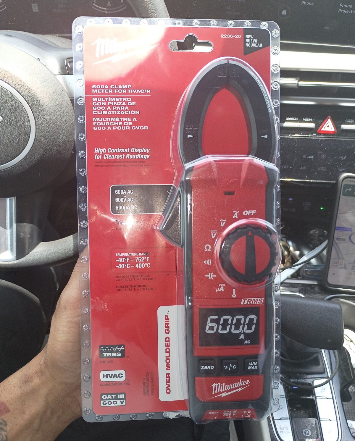 Milwaukee 2236-20 True RMS Digital Clamp Meter 600A 600V CAT III 6000-Count