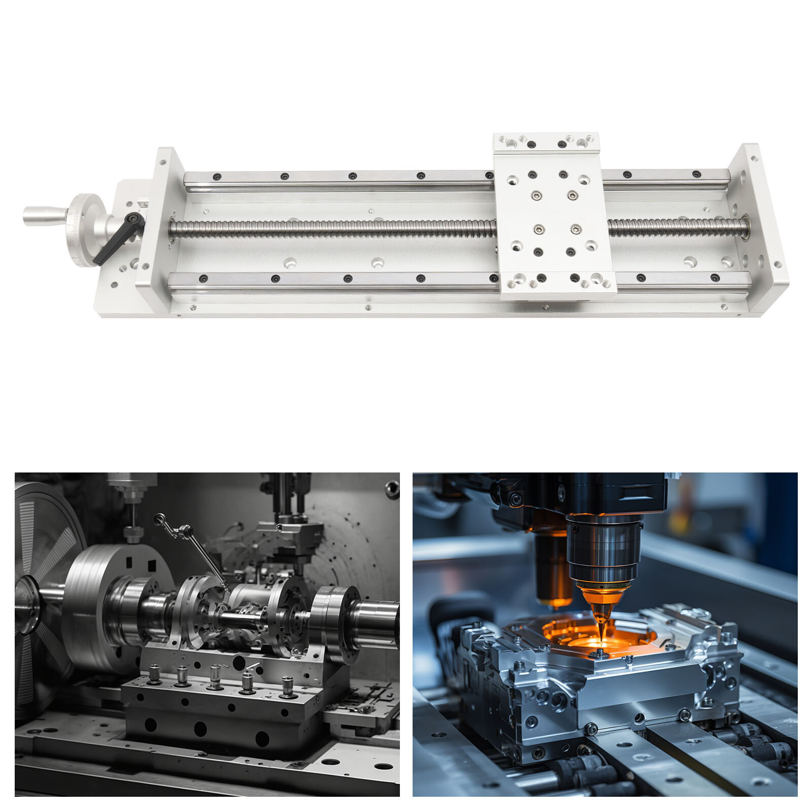 Manual Sliding Table SFU1605 Ballscrew Linear Stage Actuator Stroke:400mm+ Lock