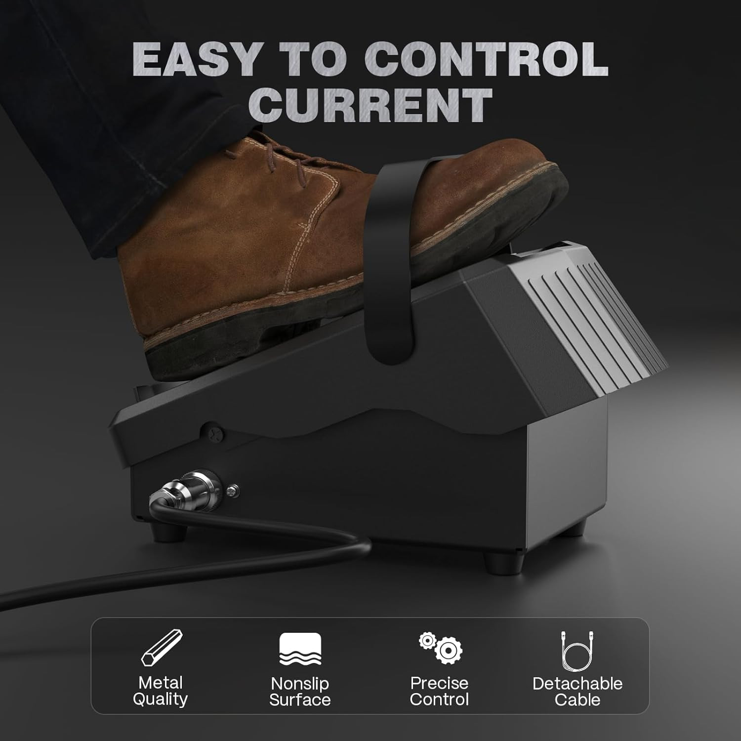 TIG Welding Foot Pedal, 5-Pin Remote Amp Control, Wider Contact Area & Strap Des