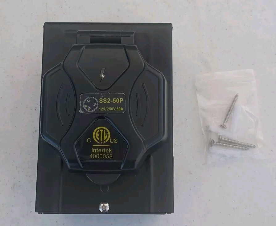 Intertek 50 Amp Generator Power Inlet Box 125 / 250vac Weatherproof SS2 50P