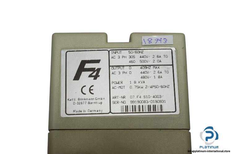 KEB 07.F4.S1D-4003 INVERTER DRIVE_KEB 07 F4 S1D-4003