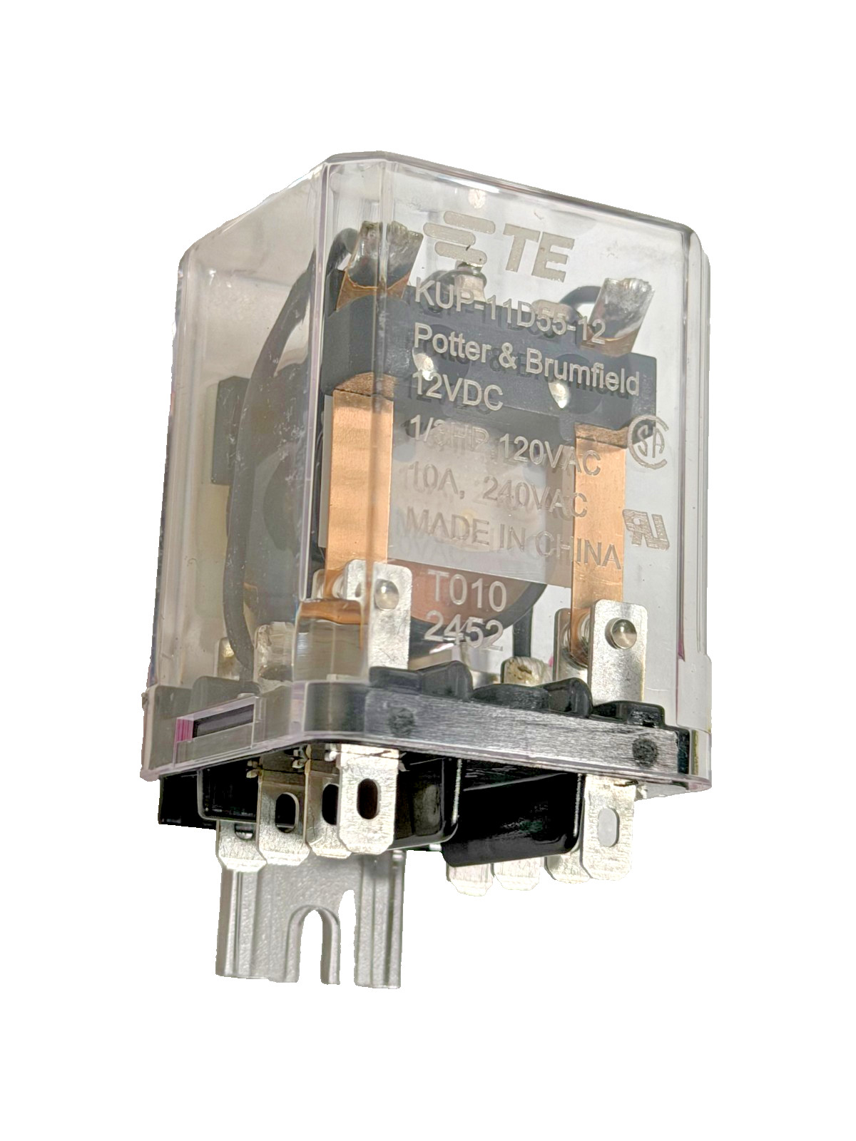 Potter Brumfield KUP-11D55-12 Ice Cube Relay 12 VDC 10 Amp DPDT Mounting Bracket