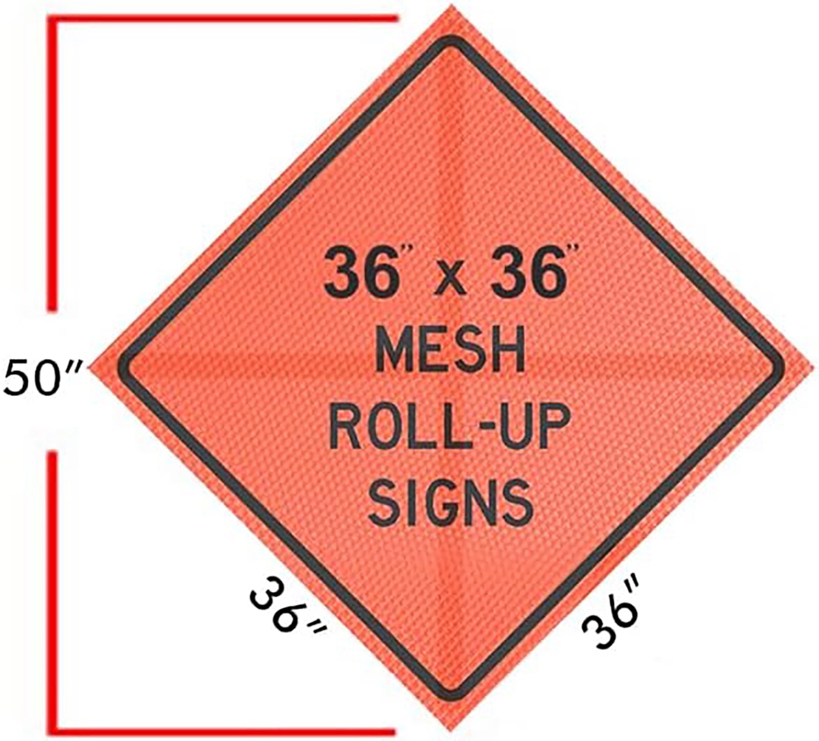 36″ Mesh Orange MUTCD Roll-Up Traffic Safety Sign & Steel Sign Stand Kits
