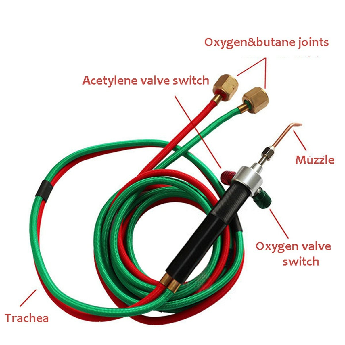 Butane Acetylene Oxygen Welder Gas Welding Torch Gun W/ 5 Nozzles Cutting Kit 