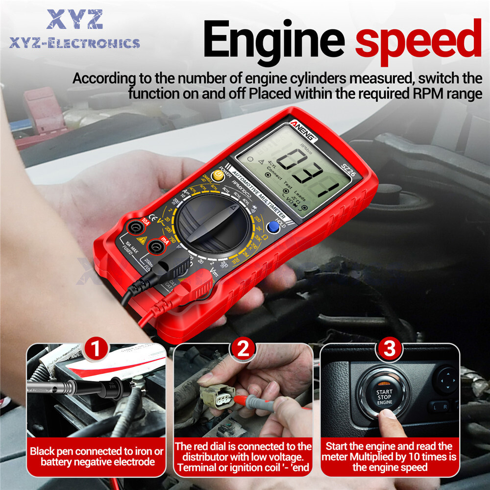 SZ26 Digital Multimeter 0-1000V 1999 Count AC/DC Car Overhaul Diode Resistance