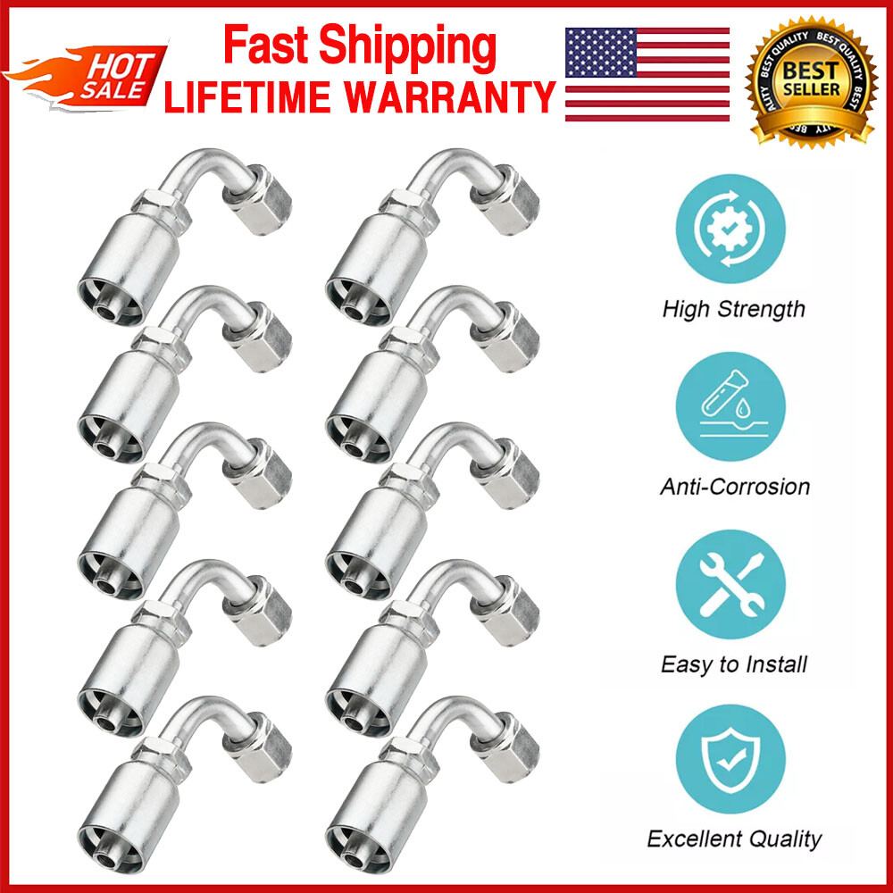 NEW 10x 13943 6-6 PK STYLE HYDRAULIC HOSE FITTINGS 3/8″ Hose 3/8″ FJIC 90 Degree