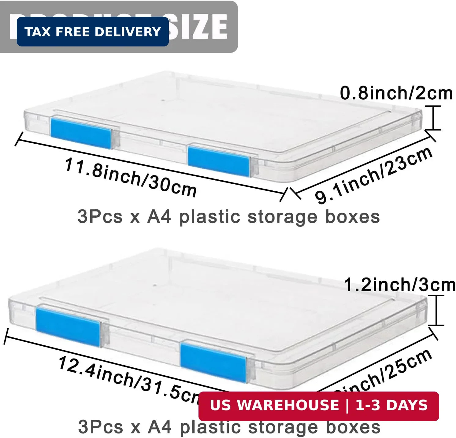 6 Pack A4 File Portable Project Case, Plastic Storage Box for 8.5″ x