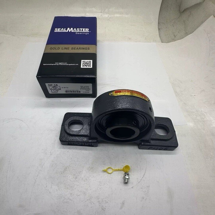 SEALMASTER NP-18 Gold Line Pillow Block LL Bearing 1-1/8″ Bore Cast Iron Ball.