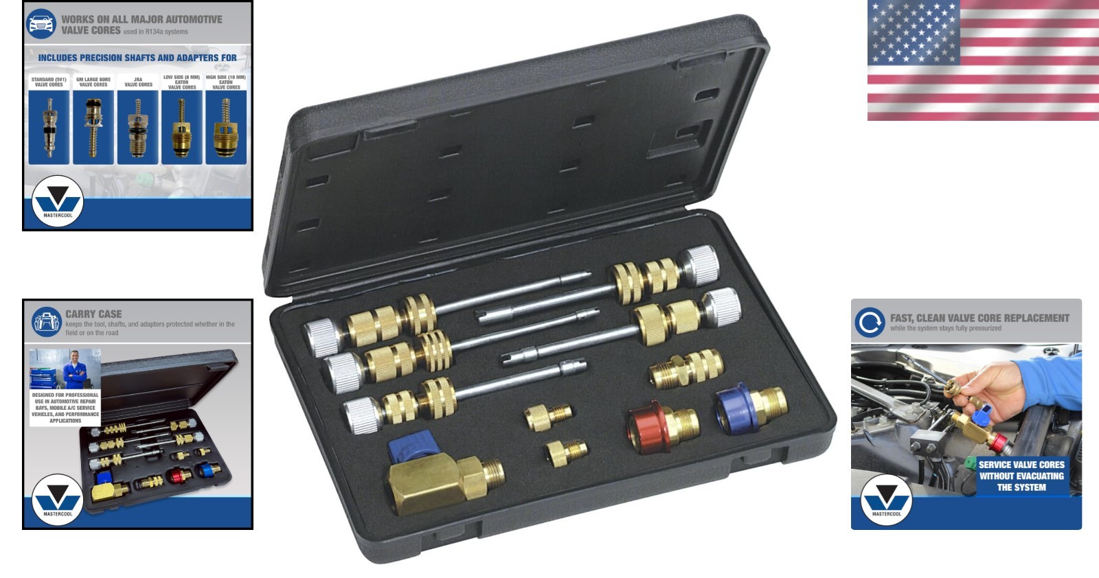 R134a Valve Core Remover/Installer Kit – Works Under Pressure with Carrying Case