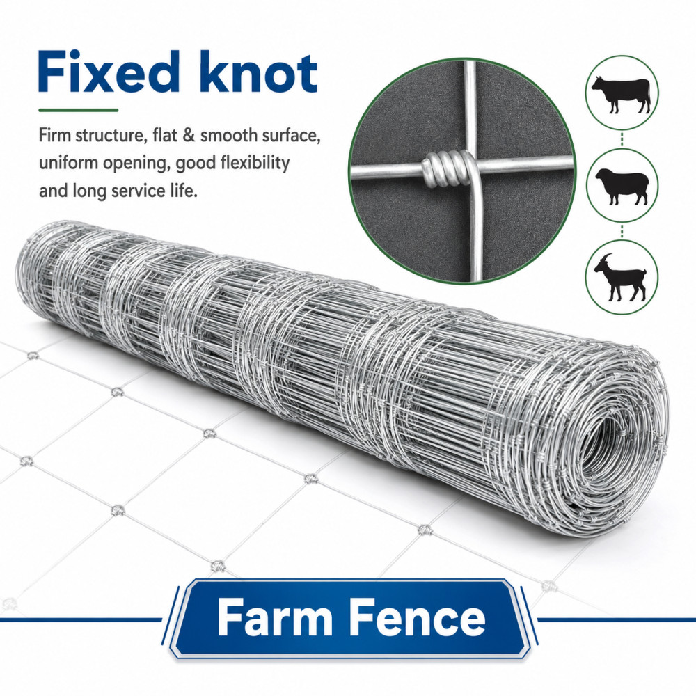 Livestock Fence,4.9*328FT Galvanised Iron Wire Farm Fence Deer Goat Cattle Fence
