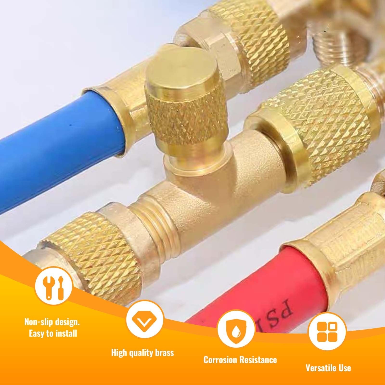 50 Pcs Heavy Duty Brass HVAC Service Port Caps 1/4″ SAE with Rubber Seal for R22