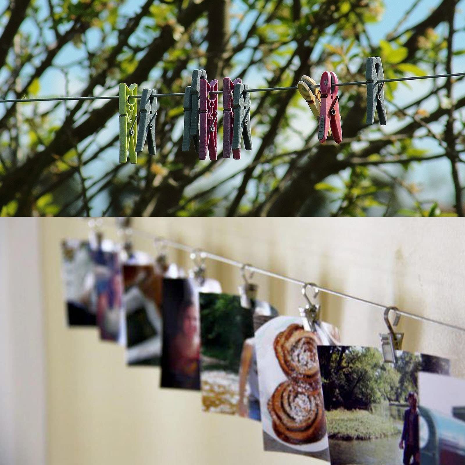 6 Pack Picture Rail Hooks and Wire Hanging System, 6.5 Ft Wire Cables, Adjust…