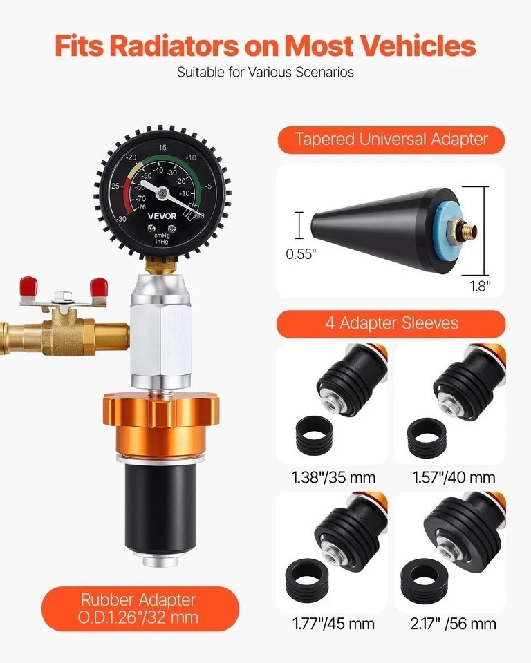 Radiator Vacuum Refill Kit Universal Car Cooling System Vacuum & Fill Kit