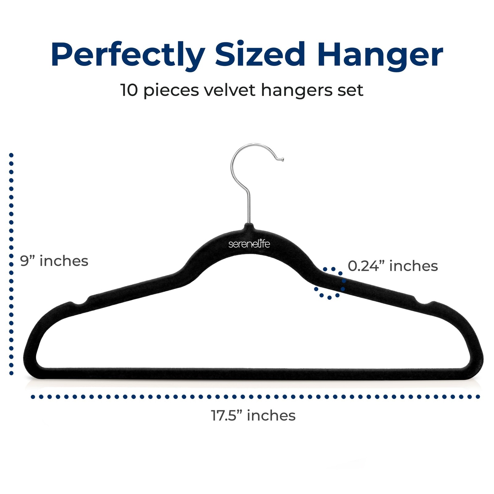 SereneLife Velvet Hangers – 10 Pack, Slim & Space Saving for Closets | Sof
