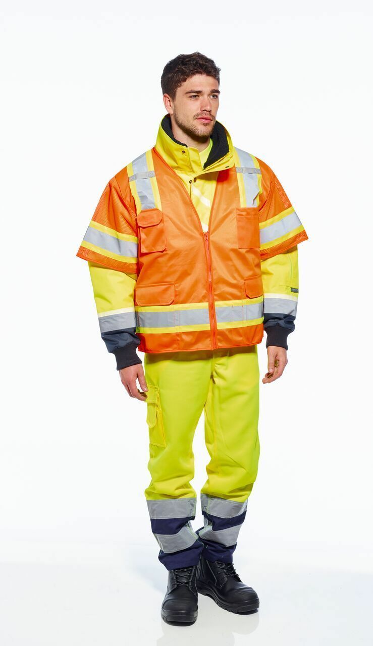 Portwest US373 Aurora Sleeved Hi Vis Reflective Mesh Safety Work Vest ANSI