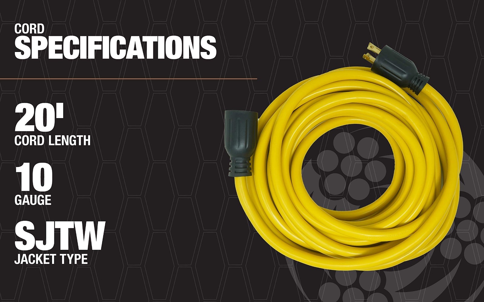 10-Gauge Heavy Duty Generator Power Cord, L14-30 Locking Plug, 20ft, Weather Res