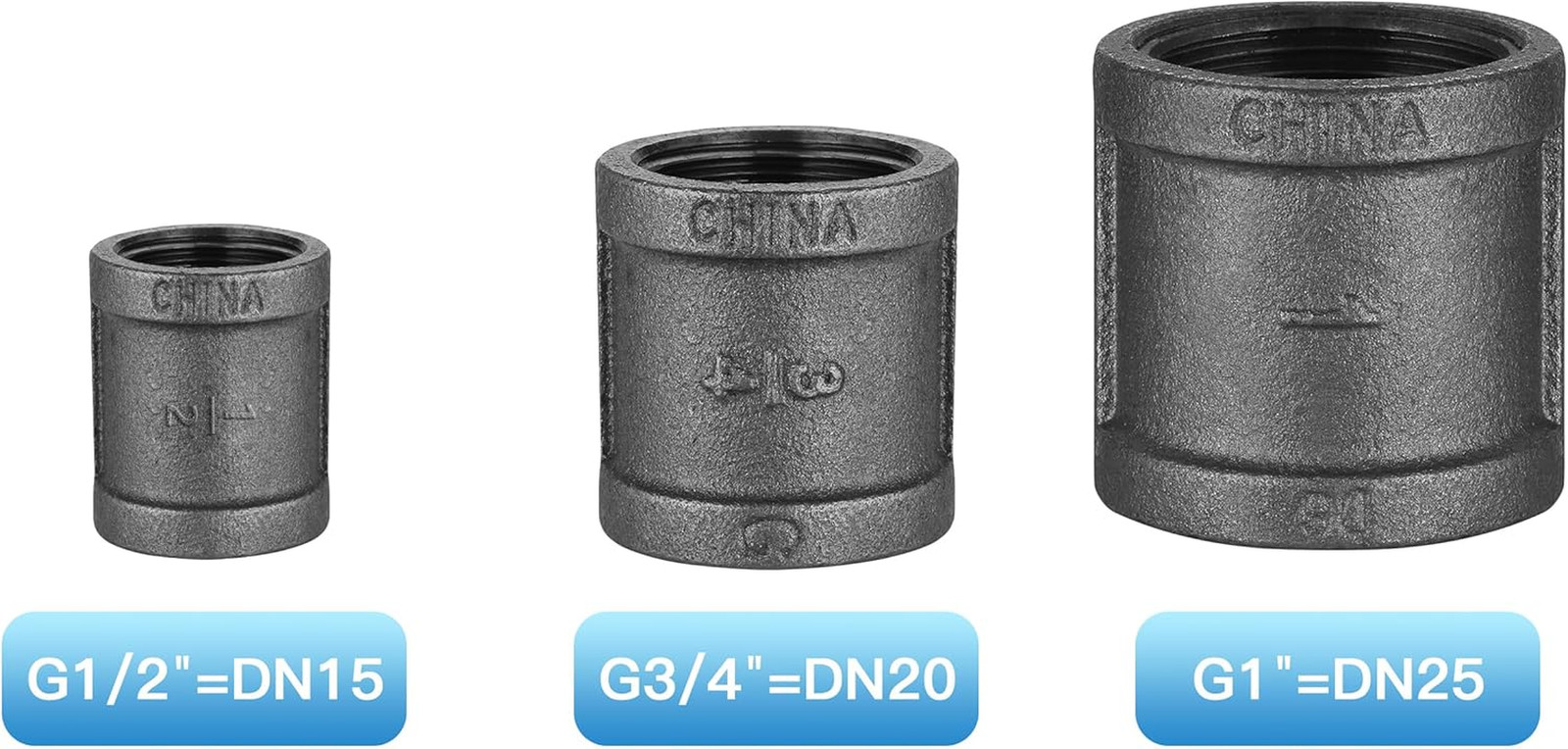 20 Pack 1/2″ Pipe Fitting Coupling Malleable Iron Cast Pipe Decor Shelf Bracket