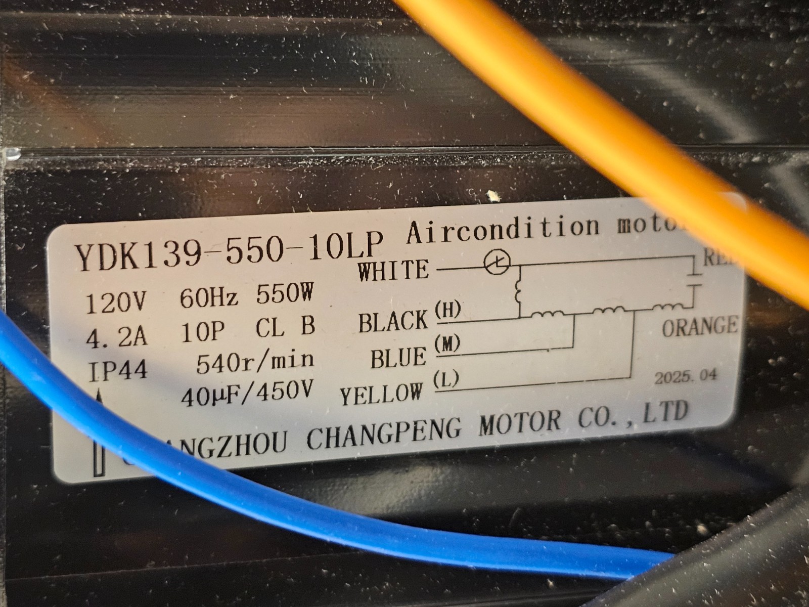 YDK139-550-10LP Air Conditioner Motor 120V 60Hz 550W / Capacitor