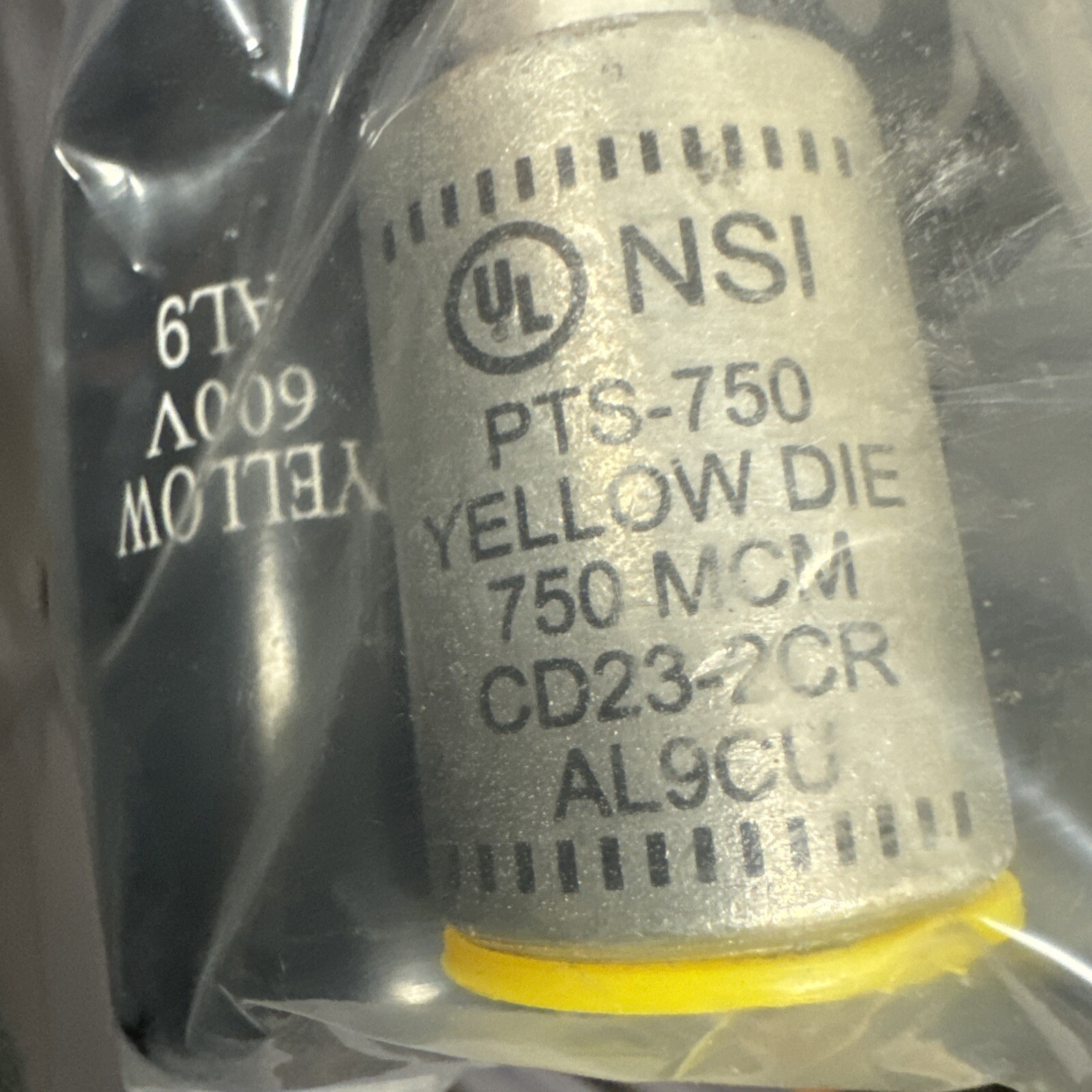 NSI PTS-750 Yellow Die 750 MCM AL9CU Solid Pin Terminal -Box Of 3