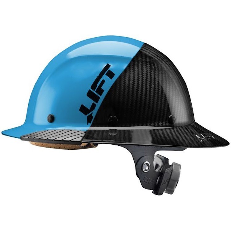 Lift Safety DAX 50/50 Carbon Fiber Full Brim Hard Hat – Black / Cyan HDF50C-24CC