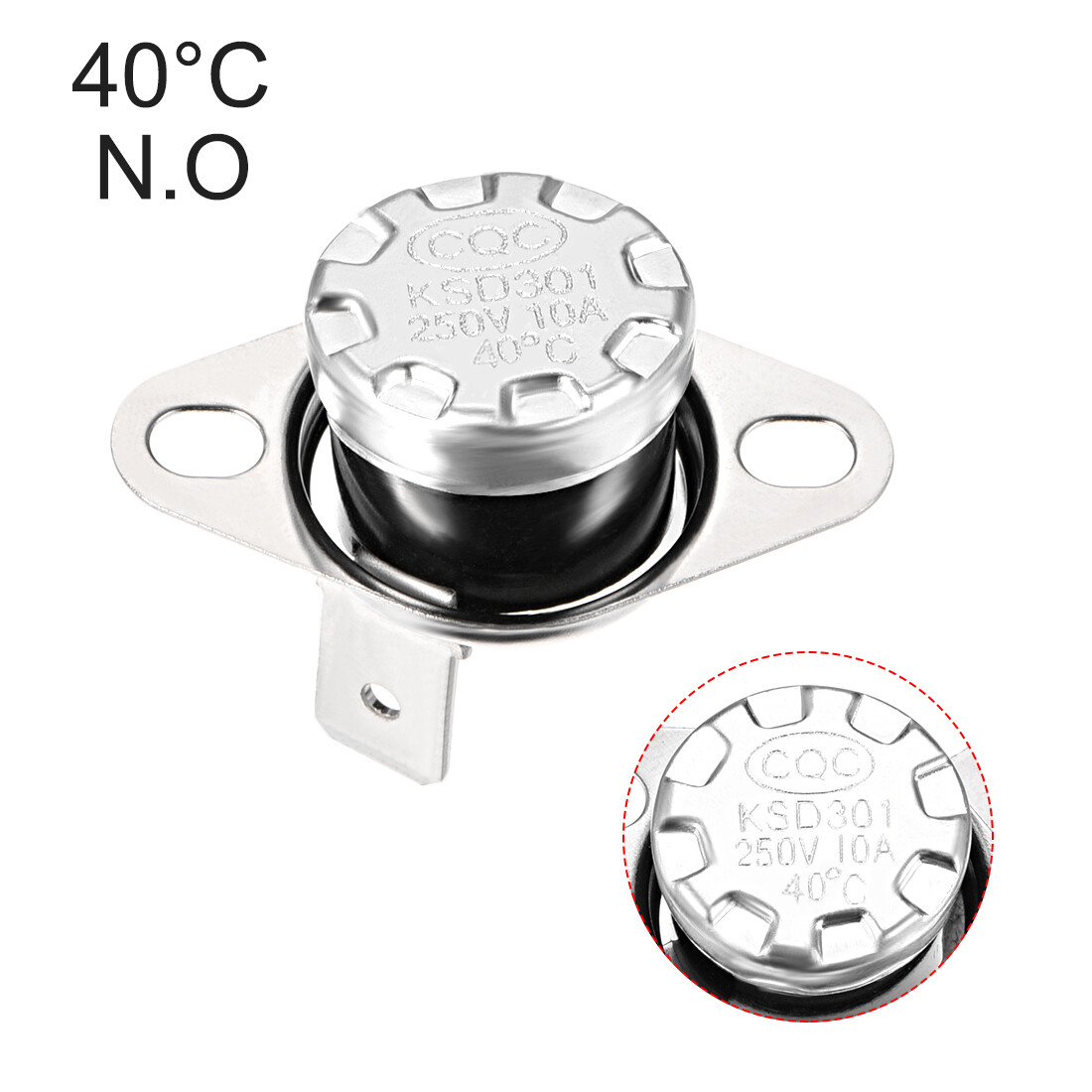 2pcs KSD301 Thermostat 40°C/104°F 10A Normally Open N.O Temperature Switch