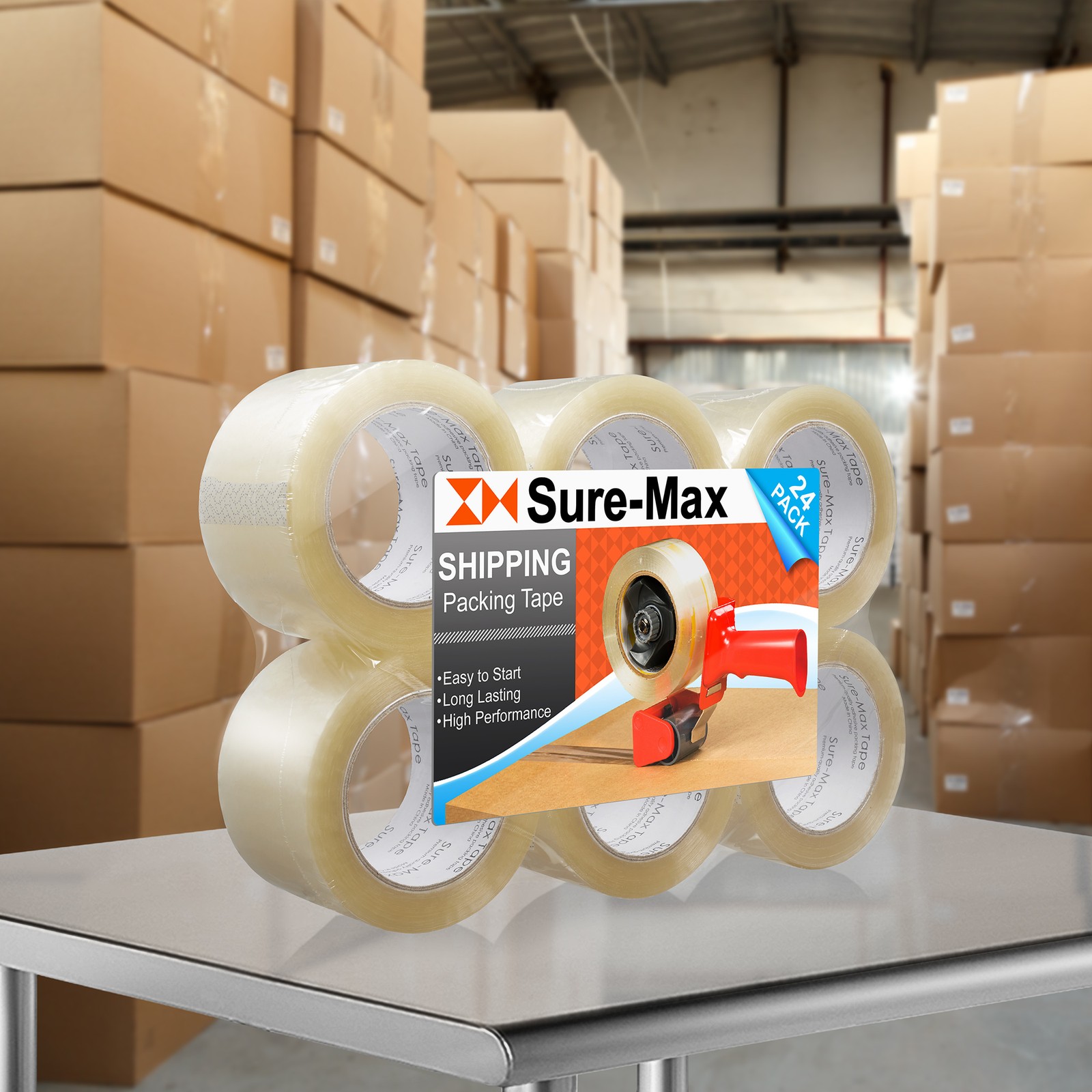 24 Rolls 3″ Extra-Wide Clear Shipping Packing Moving Tape 110 yds/330′ ea – 2mil