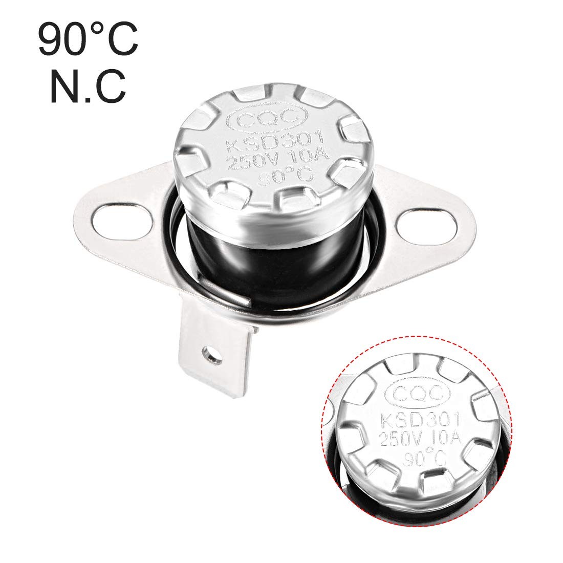 uxcell KSD301 Thermostat 90°C/194°F 10A N.C Adjust Snap Disc Temperature Swit…
