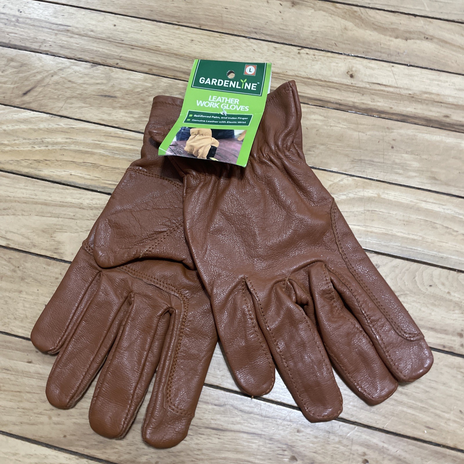 Gardenline New Leather Work Gloves Adult Large Brown Garden Hike Ride Western