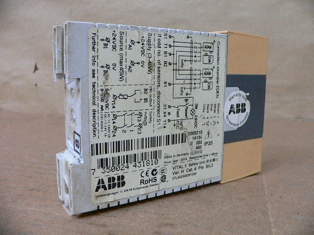 Abb 2Tla020052r1000 Vital 1 Safety Unit 24Vdc Response Time: 48Ms Ver H Cat 4
