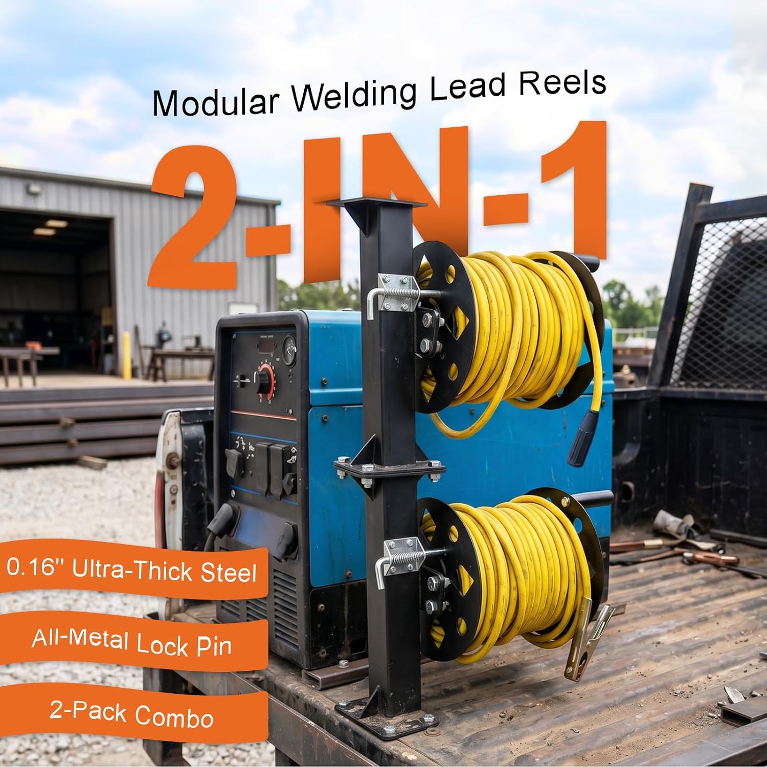 Heavy Duty 2-in-1 Modular Welding Lead Reels,0.16 in Steel | 2pcs Stackable Reel