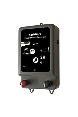 AgriOtter Electric Fence Energizer 20 Acre 2 in 1 Powered by Battery or AC Ou…
