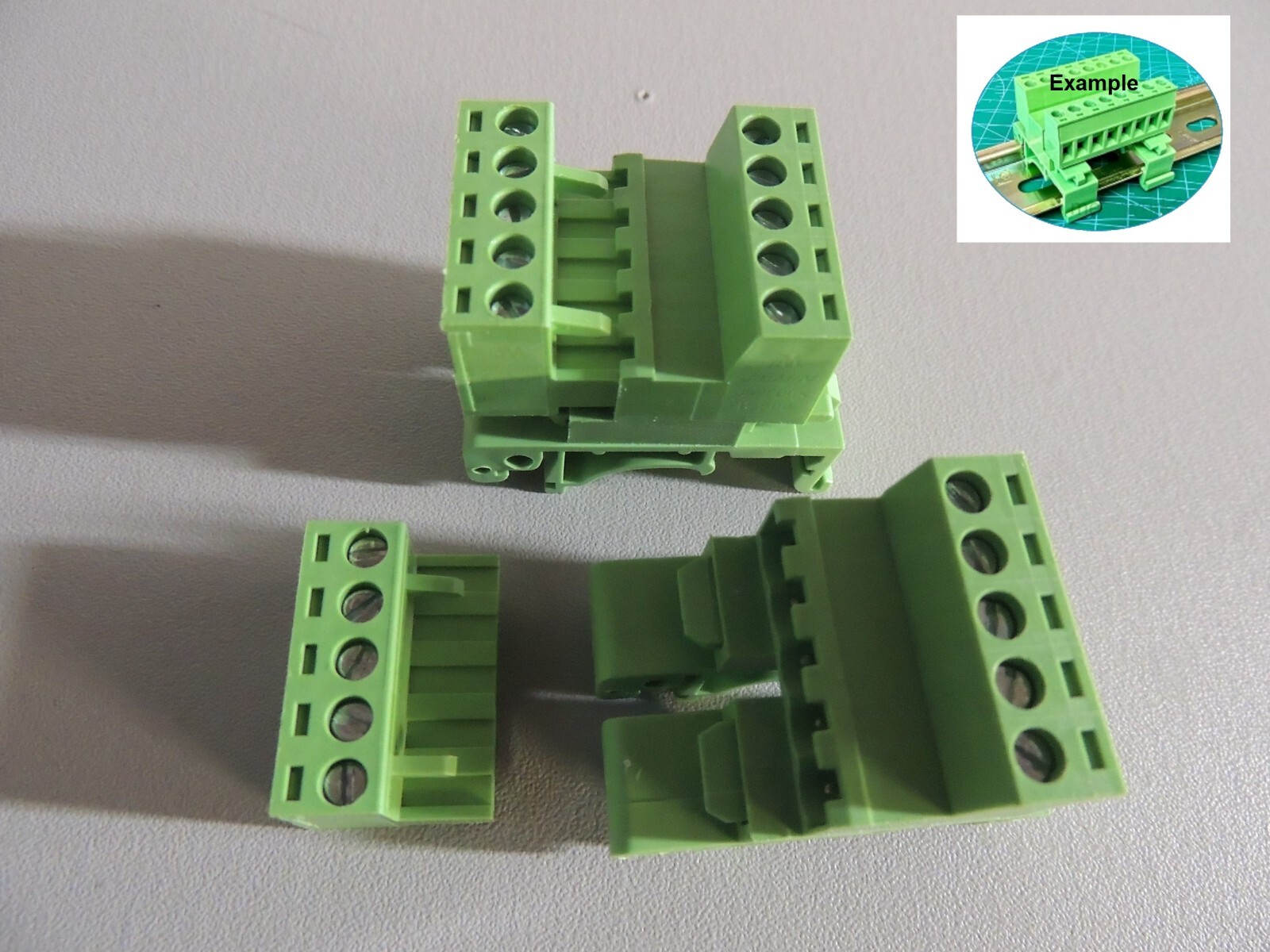 2 pks DIN Rail Mount 5 pole Male/Female Phoenix Style 5.08mm Terminal Blocks