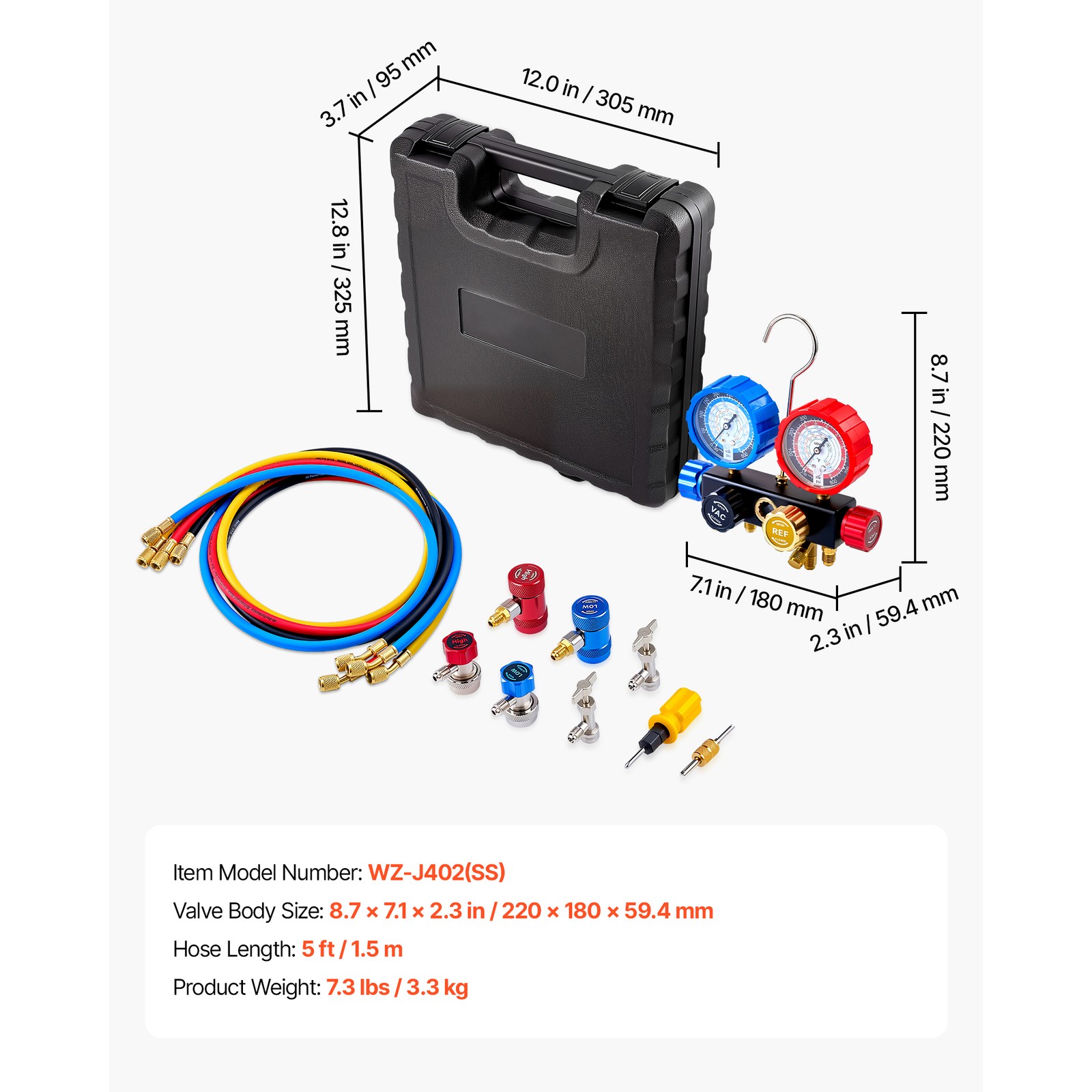 Uimoso 4-Way AC Manifold Gauge Set for R134a R404A R1234yf R22 Refrigerants