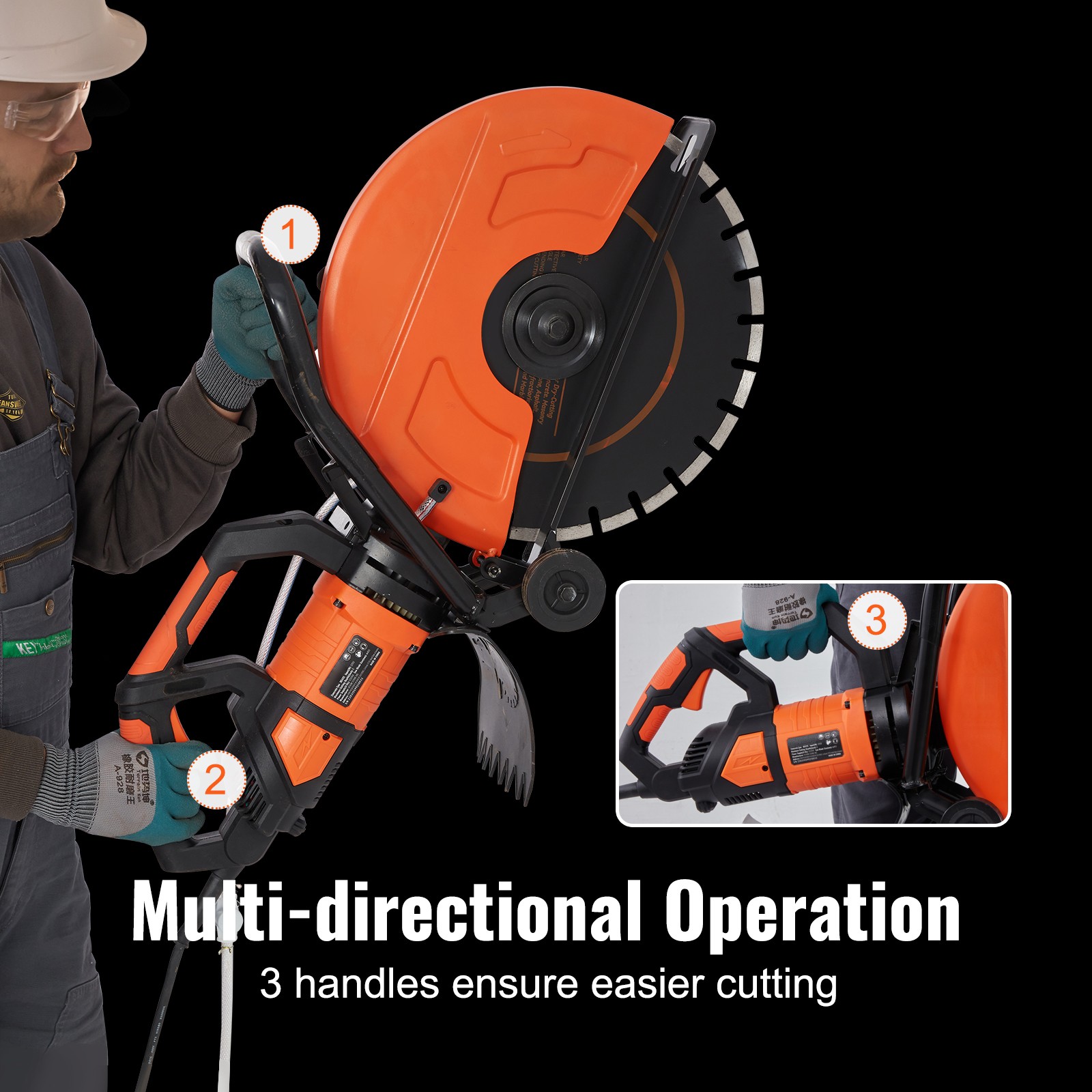 VEVOR 16” Electric Concrete Saw Wet/Dry Saw Cutter with Water Pump and Blade
