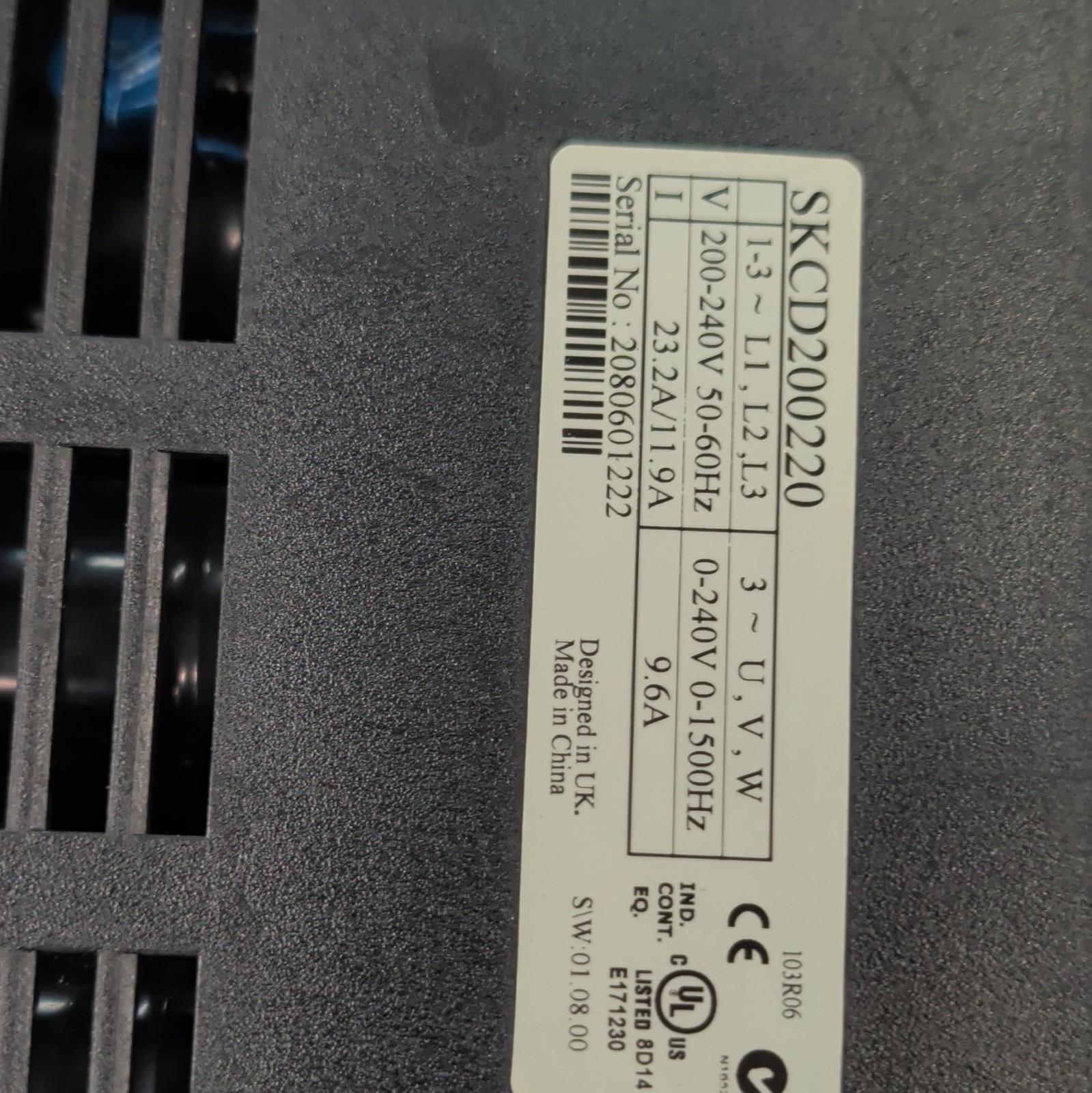 Emerson SKCD200220 VFD 2.2kW 3HP 200-240V 1-Phase IP20 Drive