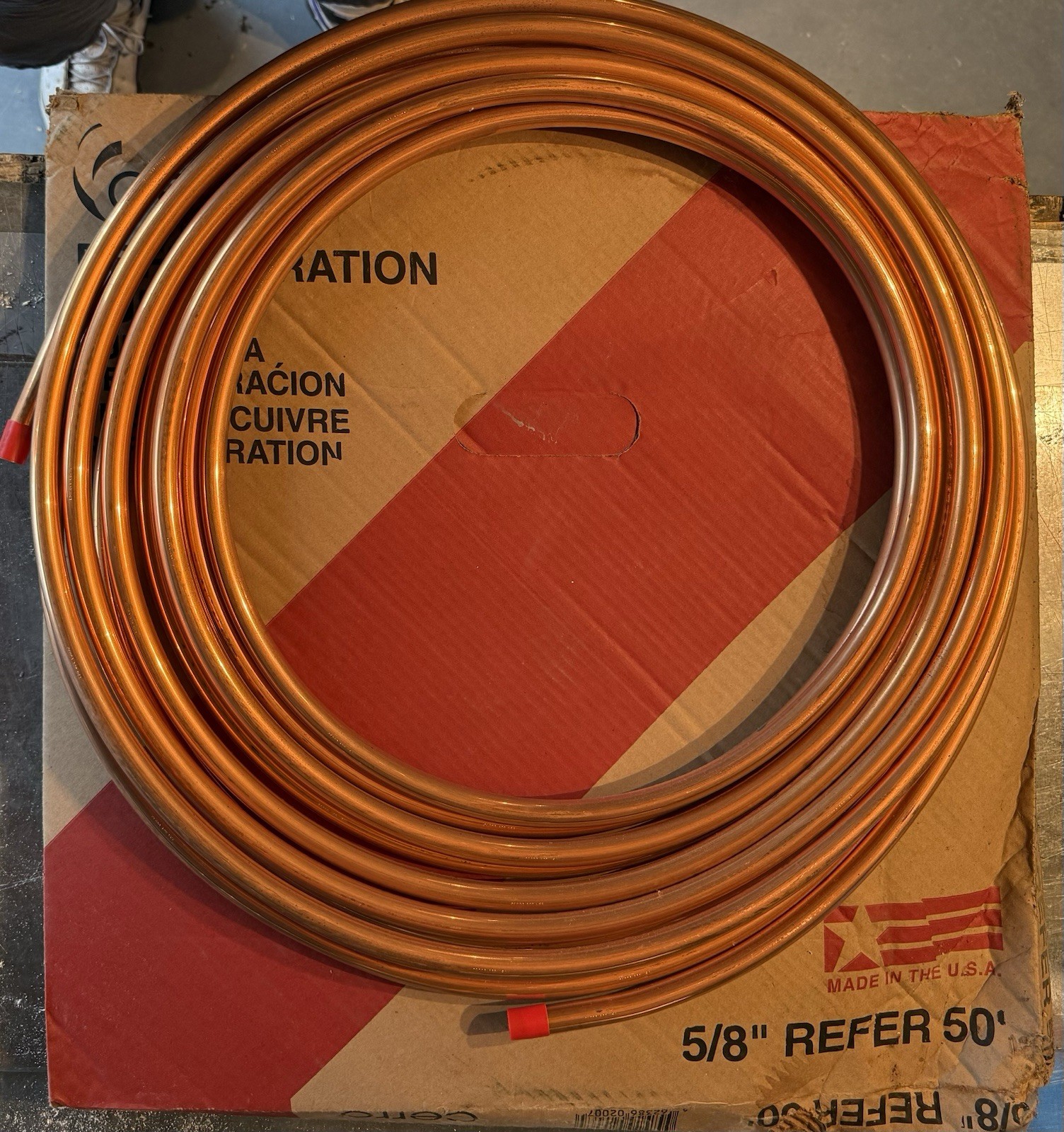 Copper Refrigeration Tubing 5/8” OD USA Priced Per Foot, 10’ Minimum Quantity